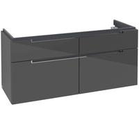 Villeroy & Boch Subway 2.0 mueble bajo para lavabo, 4 cajones, centro lavabo, 1287x590x449mm, A91710FP, Color: Gris brillante, mango: cromado brillante