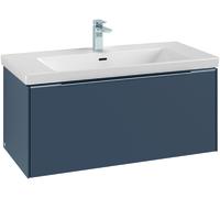 Villeroy & Boch Subway 3.0, 973x429x478, mueble de lavabo, 1 cajón, 2, C56901VF, Color: Frontal/carcasa: blanco puro, mango: negro volcán