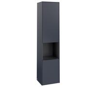 Villeroy & Boch Subway 3.0 armario alto, 1 compartimento abierto y 2 puertas, bisagra izquierda, 400x1710x362mm, C58801VQ, Color: Frente/cuerpo: Azul Marino, mango: Negro Volcán