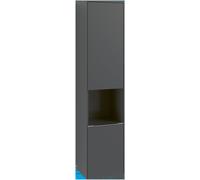 Villeroy & Boch Subway 3.0 armario alto, 1 compartimento abierto y 2 puertas, bisagra izquierda, 400x1710x362mm, C58801AF, Color: Frontal/carcasa: Verde suave, empuñadura: Negro volcán