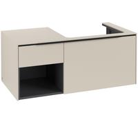 Villeroy & Boch Subway 3.0 lavabo, iluminación LED, 2 extraíbles, lavabo a la derecha, repisa abajo a la izquierda, 1001x422,5x516mm, C571L1VN, Color: Frontal/carcasa: Gris Cachemira, mango: Negro Vol