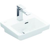 Lavabo Subway 3.0 de Villeroy & Boch con enjuague manual, 370 x 305 mm, 1 orificio para grifo, con rebosadero, no enterrado, 437037R1, Color: Cerámica Blanca