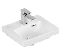 Villeroy & Boch Subway 3.0 lavamanos, 1 agujero para grifo, con rebosadero, sin pulir, 370x305mm, 437037RW, Color: Blanco Piedra CerámicaPlus