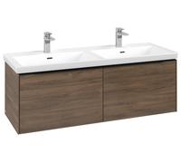 Villeroy & Boch Subway 3.0 Mueble bajo lavabo, 2 extraíbles, 1272x429x478mm, C56701VH, Color: Frente/carcasa: Roble Arizona, mango: Negro Volcán