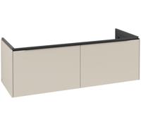 Villeroy & Boch Subway 3.0 Mueble bajo lavabo, 2 extraíbles, 1272x429x478mm, C56701VN, Color: Frontal/carcasa: Gris Cachemira, mango: Negro Volcán