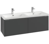 Villeroy & Boch Subway 3.0 Mueble bajo lavabo, 2 extraíbles, 1272x429x478mm, C56701VQ, Color: Frente/cuerpo: Azul Marino, mango: Negro Volcán