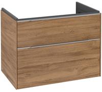 Villeroy & Boch Subway 3.0 Mueble bajo lavabo, 2 extraíbles, 772x576x478mm, C57400RH, Color: Frente/carcasa: roble de Kansas, mango: aluminio brillante