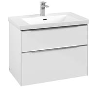 Villeroy & Boch Subway 3.0 Mueble bajo lavabo, 2 extraíbles, 772x576x478mm, C57400VE, Color: Frontal/carcasa: blanco brillante, mango: aluminio brillante