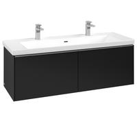 Villeroy & Boch Subway 3.0 mueble bajo lavabo, 2 extraíbles, centro lavabo, 1272x429x478mm, C60100VL, Color: Frente/carcasa: negro volcán, mango: aluminio brillante