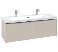 Villeroy & Boch Subway 3.0 mueble bajo lavabo, 2 extraíbles, centro lavabo, 1272x429x478mm, C60100VN, Color: Frente/carcasa: Gris Cachemira, mango: aluminio brillante