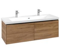 Villeroy & Boch Subway 3.0 mueble bajo lavabo, 2 extraíbles, centro lavabo, 1272x429x478mm, C60101RH, Color: Frontal/carcasa: roble de Kansas, mango: negro volcán