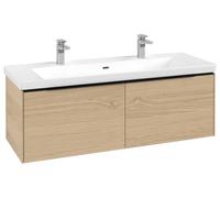 Villeroy & Boch Subway 3.0 mueble bajo lavabo, 2 extraíbles, centro lavabo, 1272x429x478mm, C60101VJ, Color: Frontal/carcasa: roble nórdico, mango: negro volcán