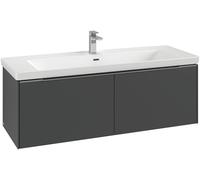 Villeroy & Boch Subway 3.0 mueble bajo lavabo, 2 extraíbles, centro lavabo, 1272x429x478mm, C60101VR, Color: Frente/cuerpo: grafito, mango: negro volcán