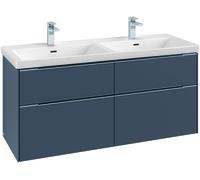 Villeroy & Boch Subway 3.0 Mueble bajo lavabo, 4 extraíbles, 1272x576x478mm, C56801RH, Color: Frontal/carcasa: roble de Kansas, mango: negro volcán