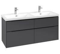 Villeroy & Boch Subway 3.0 Mueble bajo lavabo, 4 extraíbles, 1272x576x478mm, C56801VR, Color: Frente/cuerpo: grafito, mango: negro volcán
