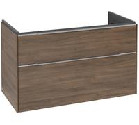Villeroy & Boch Subway 3.0 mueble bajo lavabo, iluminación LED, 2 extraíbles, 973x576x478mm, C570L0VH, Color: Frontal/carcasa: roble Arizona, mango: aluminio brillante