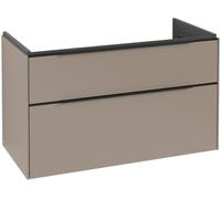 Villeroy & Boch Subway 3.0 mueble bajo lavabo, iluminación LED, 2 extraíbles, 973x576x478mm, C570L1VM, Color: Frontal/carcasa: Taupe, asa: Volcano Black