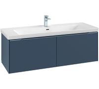 Villeroy & Boch Subway 3.0 mueble bajo lavabo, iluminación LED, 2 extraíbles, centro lavabo, 1272x429x478mm, C601L0VJ, Color: Frente/carcasa: roble nórdico, mango: aluminio brillante