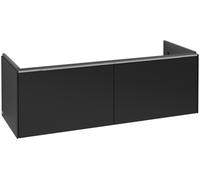 Villeroy & Boch Subway 3.0 mueble bajo lavabo, iluminación LED, 2 extraíbles, centro lavabo, 1272x429x478mm, C601L0VL, Color: Frente/carcasa: negro volcán, mango: aluminio brillante
