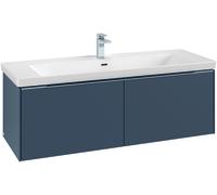 Villeroy & Boch Subway 3.0 mueble bajo lavabo, iluminación LED, 2 extraíbles, centro lavabo, 1272x429x478mm, C601L0AA, Color: Frontal/carcasa: roble blanco, asa: aluminio brillante