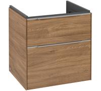 Villeroy & Boch Subway 3.0 Mueble debajo del lavabo, 2 extraíbles, 572x576x478mm, C57800RH, Color: Frente/carcasa: roble de Kansas, mango: aluminio brillante