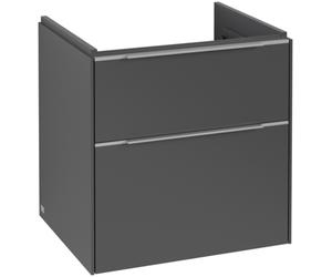 Villeroy & Boch Subway 3.0 Mueble debajo del lavabo, 2 extraíbles, 572x576x478mm, C57800VR, Color: Frente/carcasa: grafito, mango: aluminio brillante