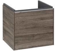 Villeroy & Boch Subway 3.0 Tocador, iluminación LED, 1 cajón, 473x429x408mm, C580L0RK, Color: Frente/carcasa: roble piedra, mango: aluminio brillante