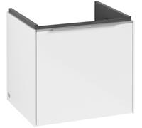 Villeroy & Boch Subway 3.0 Tocador, iluminación LED, 1 cajón, 473x429x408mm, C580L0VE, Color: Frontal/carcasa: blanco brillante, mango: aluminio brillante
