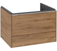 Villeroy & Boch Subway 3.0 Tocador, iluminación LED, 1 cajón, 622x429x478mm, C575L0RH, Color: Frente/carcasa: roble de Kansas, mango: aluminio brillante