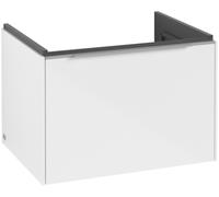Villeroy & Boch Subway 3.0 Tocador, iluminación LED, 1 cajón, 622x429x478mm, C575L0VE, Color: Frontal/carcasa: blanco brillante, mango: aluminio brillante
