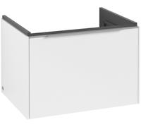 Villeroy & Boch Subway 3.0 Tocador, iluminación LED, 1 cajón, 622x429x478mm, C575L0VF, Color: Frente/carcasa: blanco puro, mango: aluminio brillante