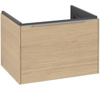 Villeroy & Boch Subway 3.0 Tocador, iluminación LED, 1 cajón, 622x429x478mm, C575L0VJ, Color: Frente/carcasa: roble nórdico, mango: aluminio brillante