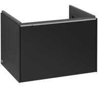 Villeroy & Boch Subway 3.0 Tocador, iluminación LED, 1 cajón, 622x429x478mm, C575L0VL, Color: Frente/carcasa: negro volcán, mango: aluminio brillante