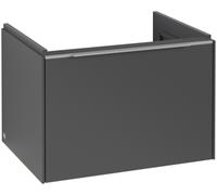 Villeroy & Boch Subway 3.0 Tocador, iluminación LED, 1 cajón, 622x429x478mm, C575L0VR, Color: Frente/carcasa: grafito, mango: aluminio brillante