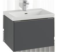 Villeroy & Boch Subway 3.0 Tocador, iluminación LED, 1 cajón, 622x429x478mm, C575L1AH, Color: Frente/cuerpo: Rojo vino, empuñadura: Negro volcán