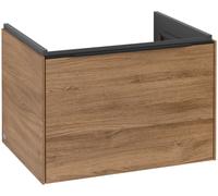 Villeroy & Boch Subway 3.0 Tocador, iluminación LED, 1 cajón, 622x429x478mm, C575L1RH, Color: Frontal/carcasa: roble de Kansas, mango: negro volcán