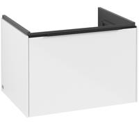Villeroy & Boch Subway 3.0 Tocador, iluminación LED, 1 cajón, 622x429x478mm, C575L1VE, Color: Frontal/carcasa: Blanco Brillante, mango: Negro Volcán