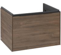 Villeroy & Boch Subway 3.0 Tocador, iluminación LED, 1 cajón, 622x429x478mm, C575L1VH, Color: Frente/carcasa: Roble Arizona, mango: Negro Volcán