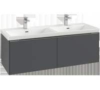 Villeroy & Boch Subway 3.0 Tocador, iluminación LED, 2 extraíbles, 1272x429x478mm, C567L1AH, Color: Frente/cuerpo: Rojo vino, empuñadura: Negro volcán