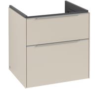 Villeroy & Boch Subway 3.0 Tocador, iluminación LED, 2 extraíbles, 572x576x478mm, C578L0VN, Color: Frente/carcasa: Gris Cachemira, mango: aluminio brillante
