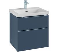 Villeroy & Boch Subway 3.0 Tocador, iluminación LED, 2 extraíbles, 572x576x478mm, C578L1VF, Color: Frontal/carcasa: blanco puro, mango: negro volcán