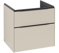 Villeroy & Boch Subway 3.0 Tocador, iluminación LED, 2 extraíbles, 622x576x478mm, C576L1VN, Color: Frontal/carcasa: Gris Cachemira, mango: Negro Volcán