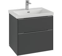 Villeroy & Boch Subway 3.0 Tocador, iluminación LED, 2 extraíbles, 622x576x478mm, C576L1VR, Color: Frente/cuerpo: grafito, mango: negro volcán