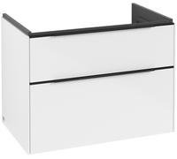 Villeroy & Boch Subway 3.0 Tocador, iluminación LED, 2 extraíbles, 772x576x478mm, C574L1VE, Color: Frontal/carcasa: Blanco Brillante, mango: Negro Volcán