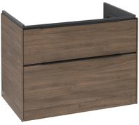 Villeroy & Boch Subway 3.0 Tocador, iluminación LED, 2 extraíbles, 772x576x478mm, C574L1VH, Color: Frente/carcasa: Roble Arizona, mango: Negro Volcán