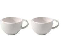 Villeroy & Boch - Taza de moca/expreso NewMoon, Elegante taza con asa para expreso y moca, porcelana premium, apta para lavavajillas, blanca, 90 ml (Paquete de 2)
