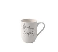 Villeroy & Boch Taza Grande Con Asa Statement, Merry Christmas, 11,5X8X10,5Cm, Porcelana Premium, Blanco (Paquete de 6)