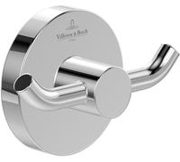Villeroy & Boch Toallero de doble gancho Elements Tender, montaje en la pared, fabricado con zinc, accesorio de baño, gancho para toallas redondo, 76 x 32 x 54 mm, Chrom