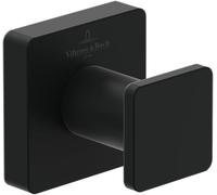 Villeroy & Boch Toallero de gancho Elements Striking, gancho toallero de baño para montaje en la pared, fabricado con latón, accesorio de baño, rectangular, 45 x 44 x 45 mm, Negro mate