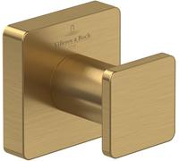 Villeroy & Boch Toallero de gancho Elements Striking, gancho toallero de baño para montaje en la pared, fabricado con latón, accesorio de baño, rectangular, 45 x 44 x 45 mm, Oro cepillado